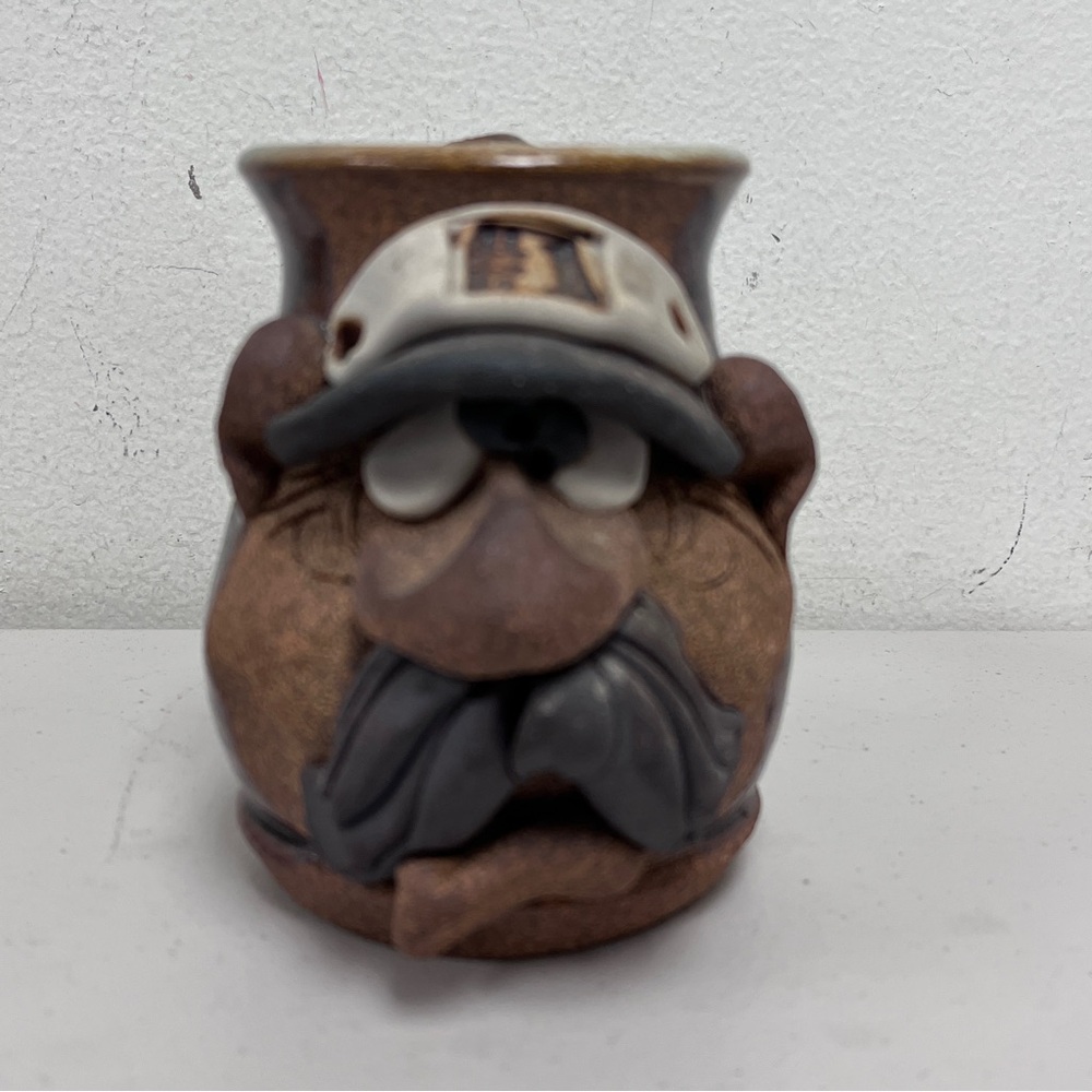 Mahon MMS ugly face pottery mug Vintage 70s mustache #1 collectible